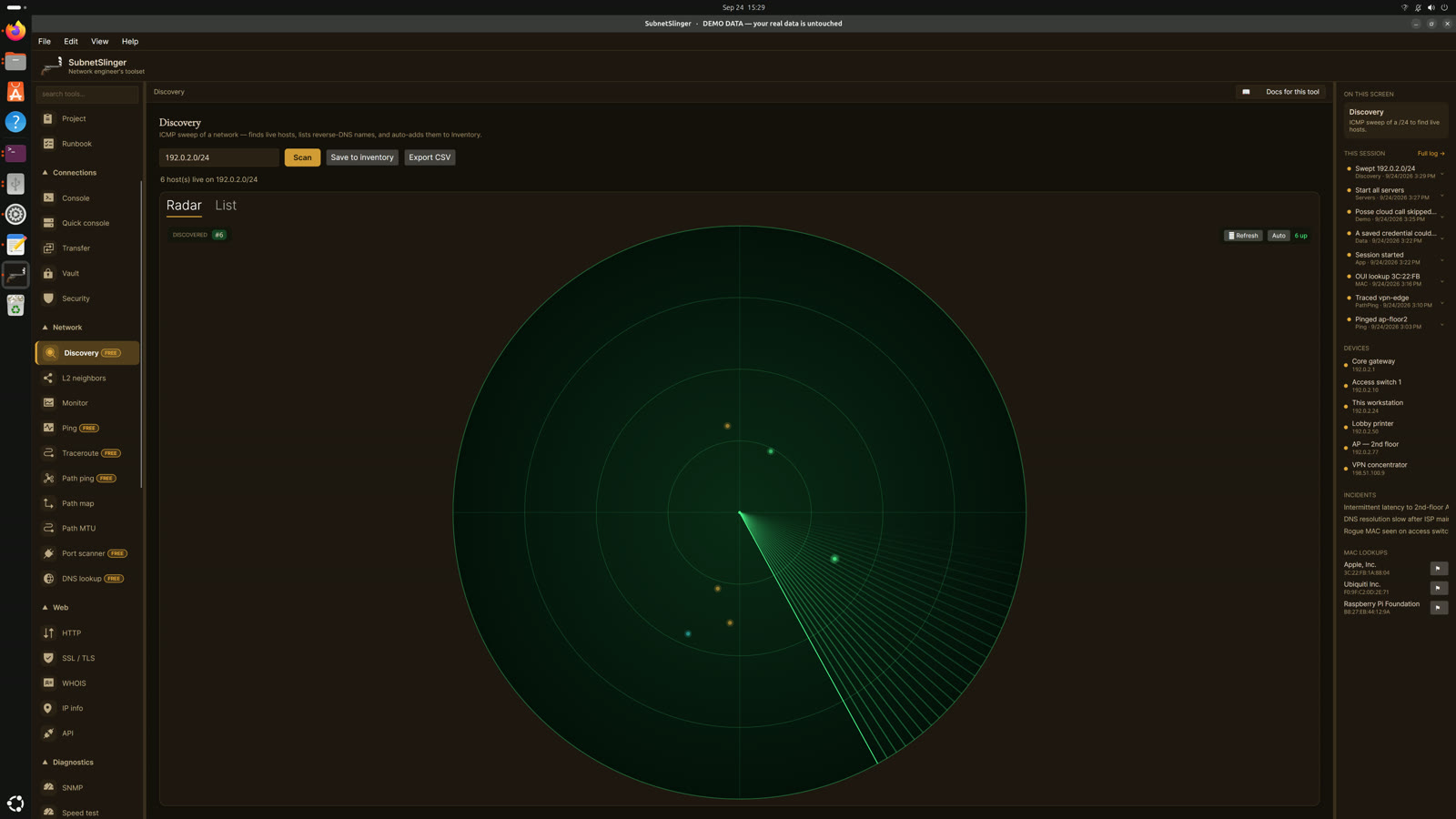 SubnetSlinger on Linux — Discovery