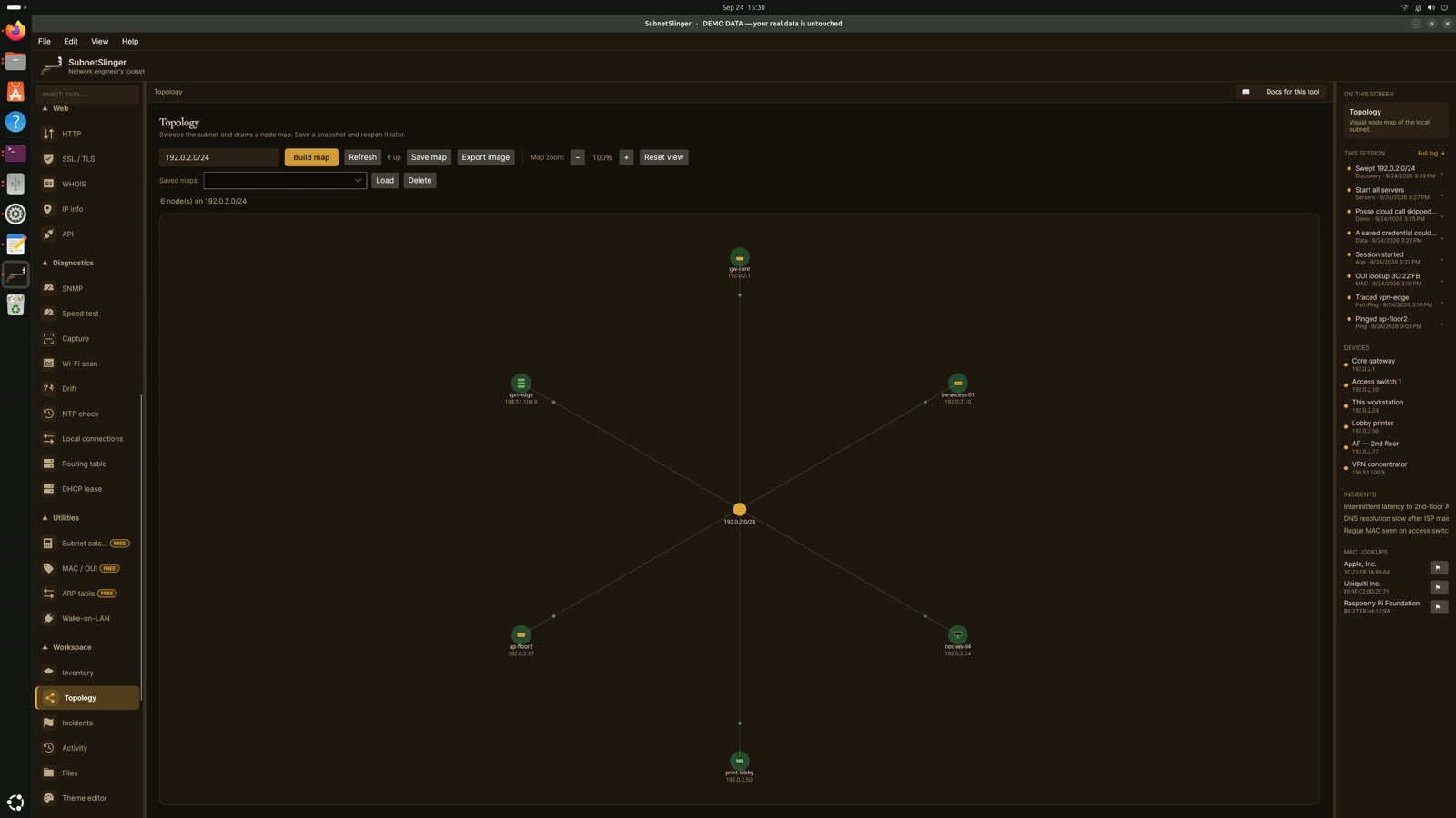 SubnetSlinger on Linux — Topology