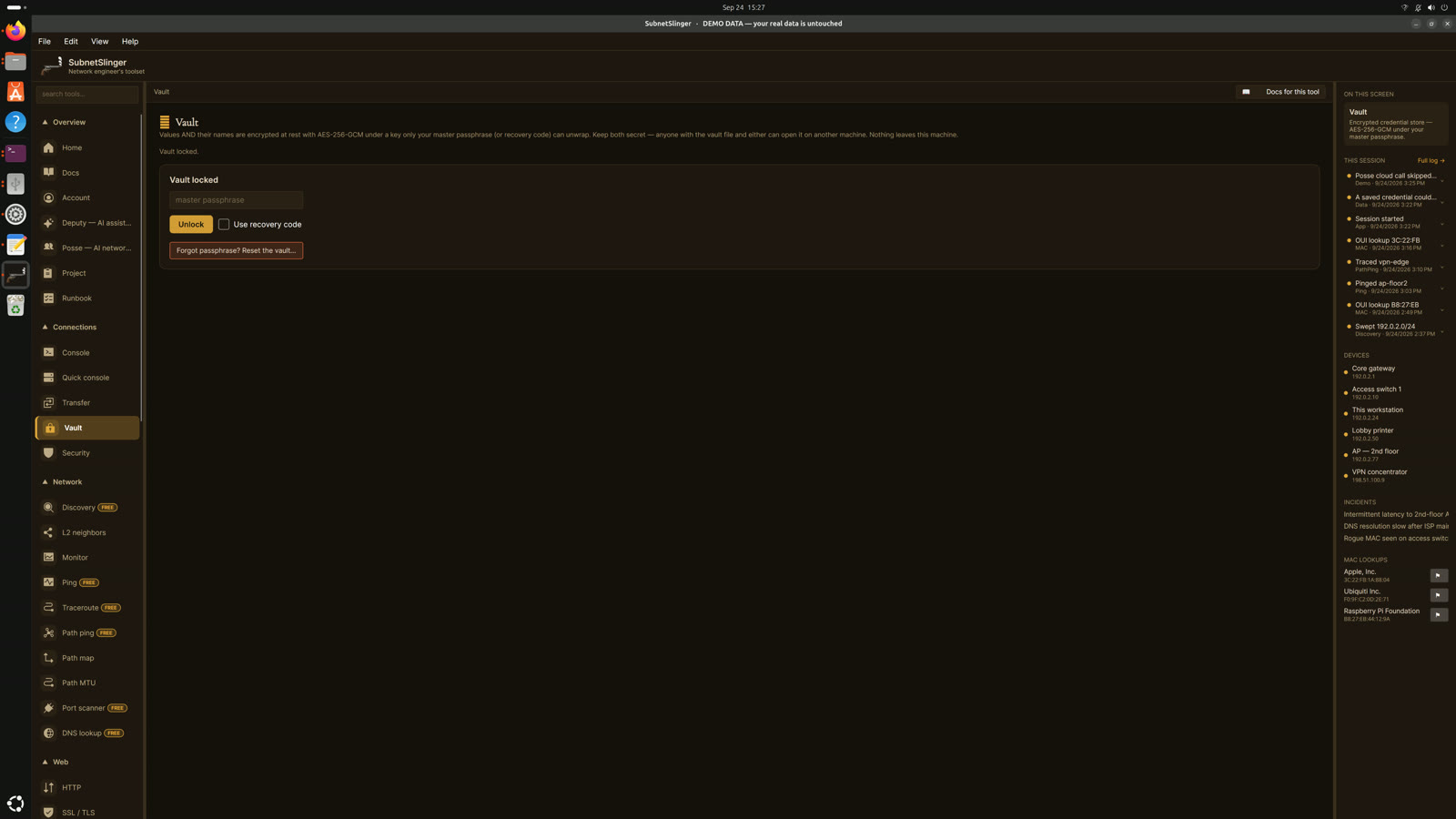 SubnetSlinger on Linux — Vault